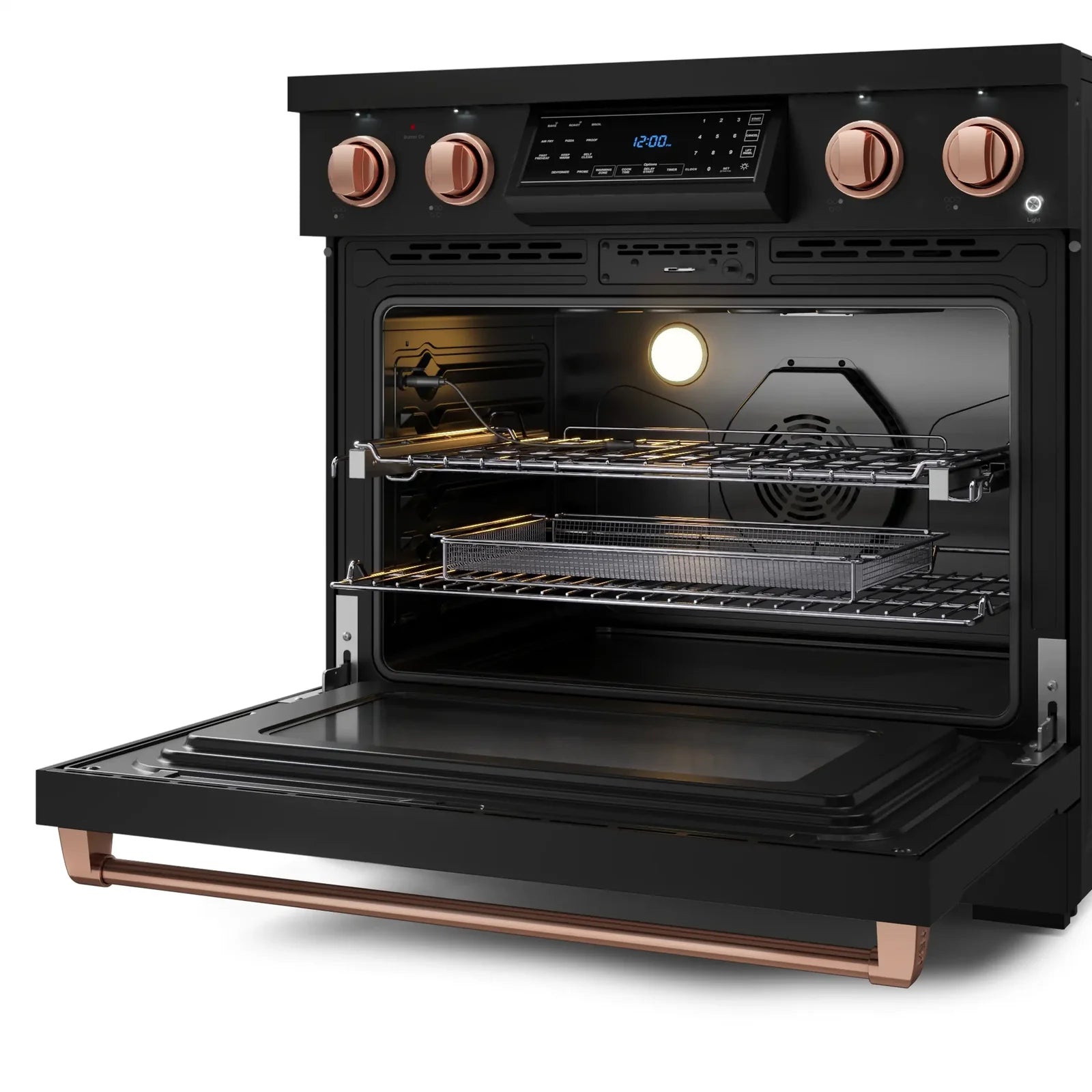 Thor Kitchen Gordon Ramsay Series 36-Inch Professional Electric Range with Tilt Panel Touch Control in Black with Rose Gold Trim RSE36B-RSG