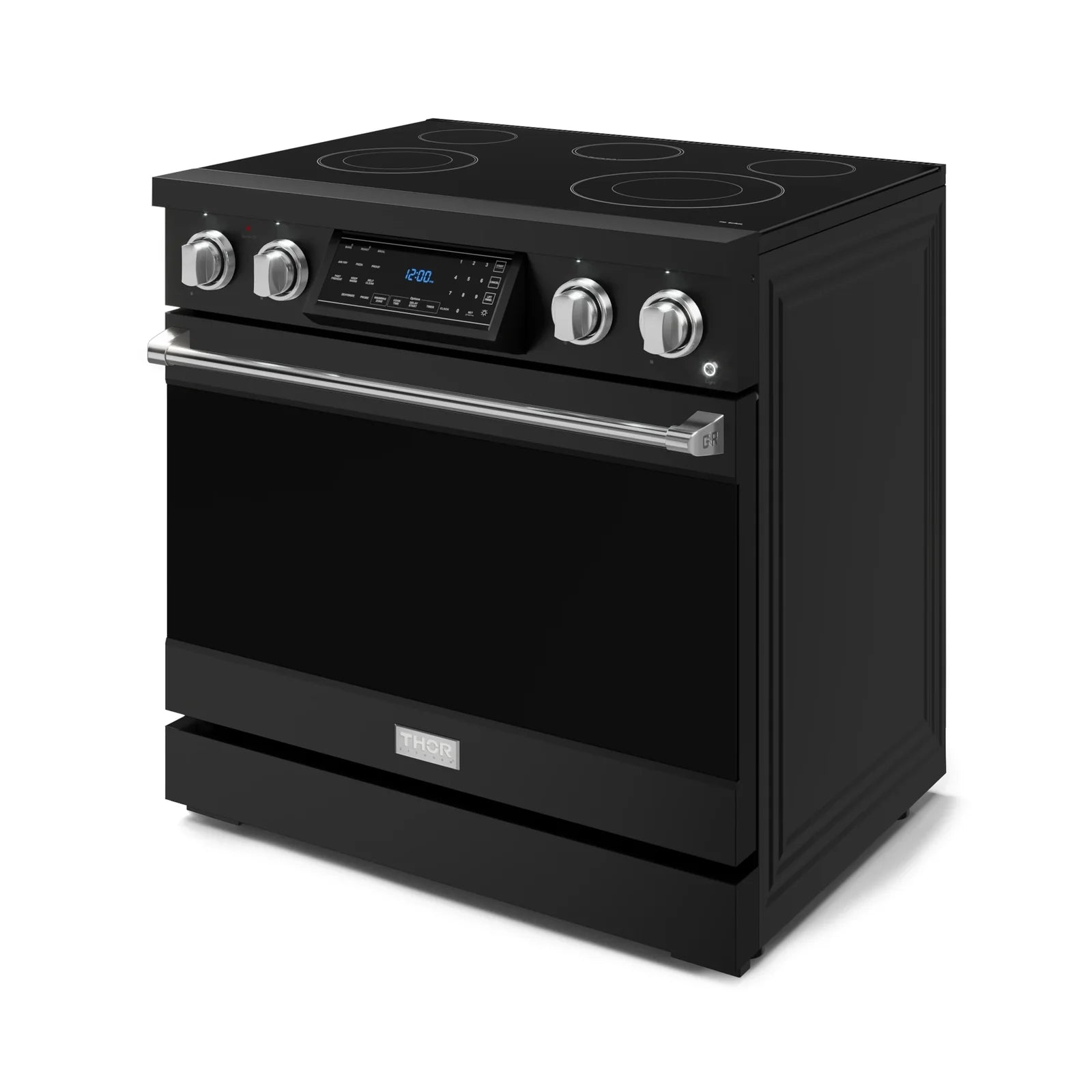 Thor Kitchen Gordon Ramsay Series 36-Inch Professional Electric Range with Tilt Panel Touch Control in Black with Stainless Steel Trim RSE36B-SS