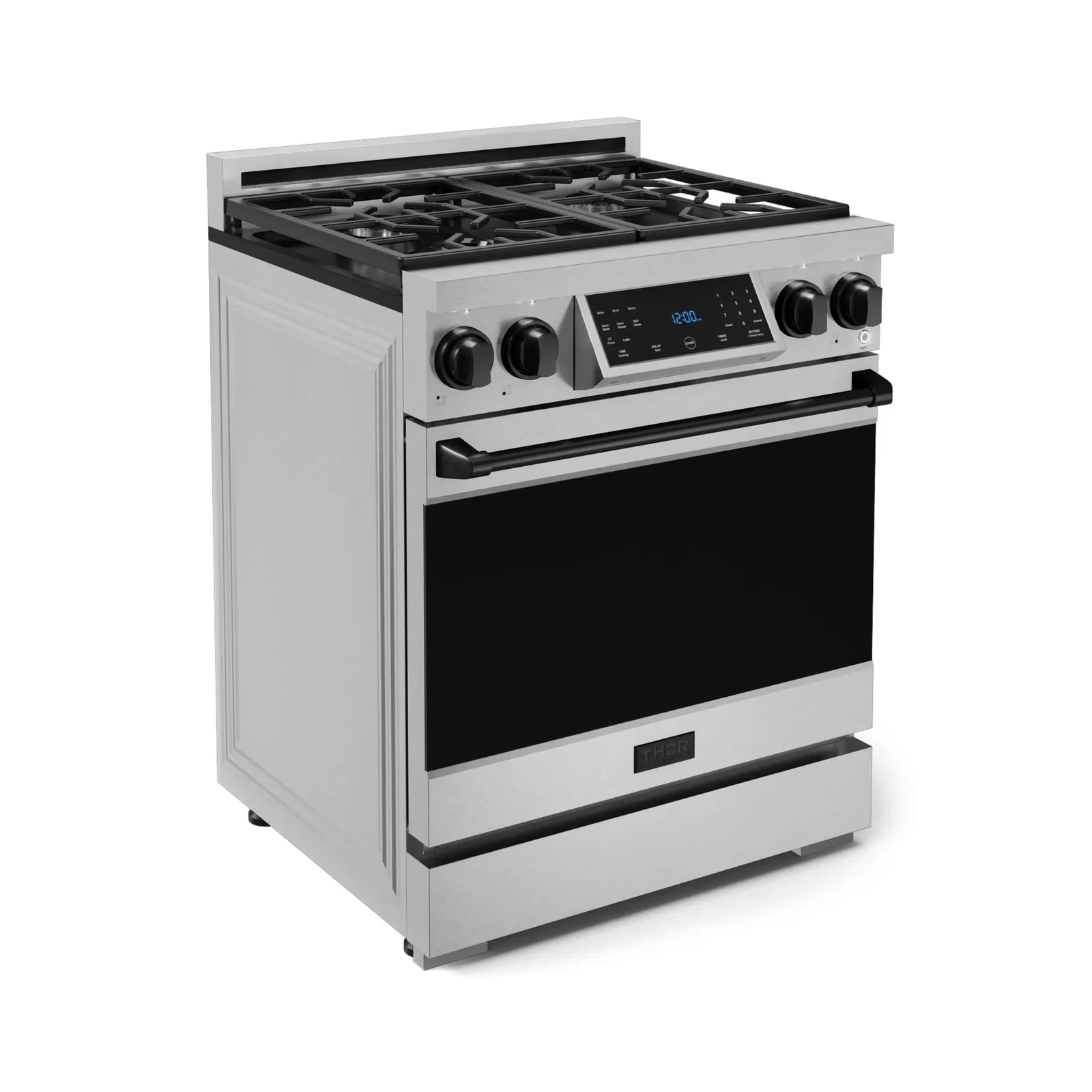 Thor Kitchen Gordon Ramsay Series 30-Inch Professional Liquid Propane/Gas Range with Tilt Panel Touch Control in Stainless Steel with Black Trim RSG30-BLK/RSG30LP-BLK