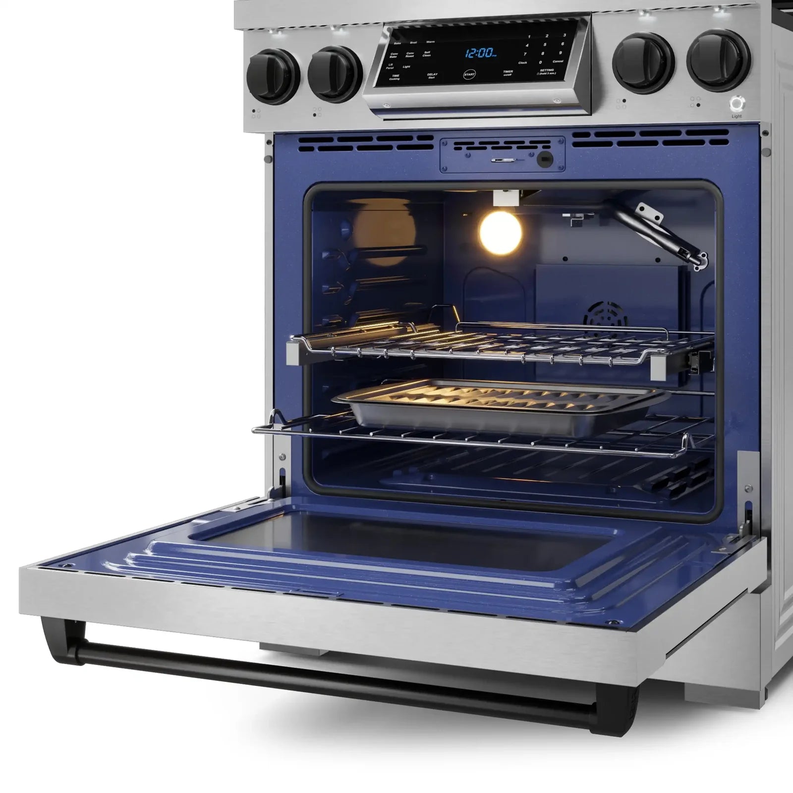 Thor Kitchen Gordon Ramsay Series 30-Inch Professional Liquid Propane/Gas Range with Tilt Panel Touch Control in Stainless Steel with Black Trim RSG30-BLK/RSG30LP-BLK
