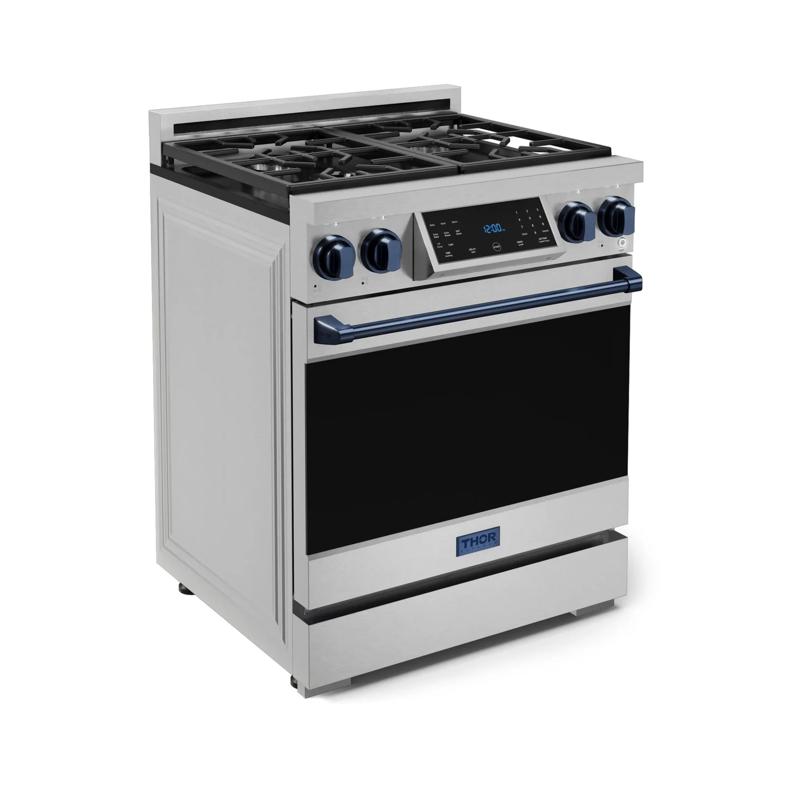 Thor Kitchen Gordon Ramsay Series 30-Inch Professional Liquid Propane/Gas Range with Tilt Panel Touch Control in Stainless Steel with Navy Blue Trim RSG30-BLU/RSG30LP-BLU