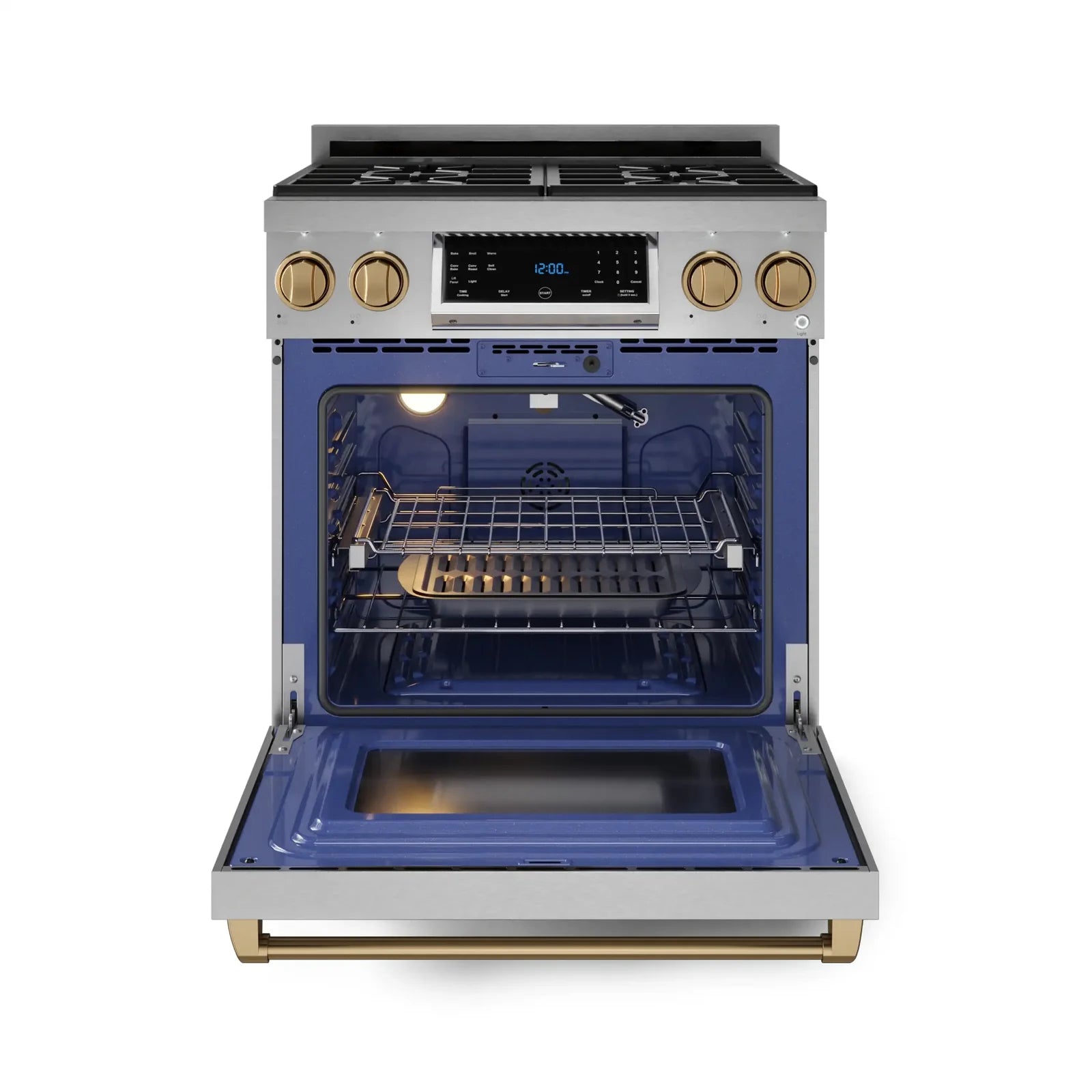 Thor Kitchen Gordon Ramsay Series 30-Inch Professional Liquid Propane/Gas Range with Tilt Panel Touch Control in Stainless Steel with Bronze Trim RSG30-BRZ/RSG30LP-BRZ