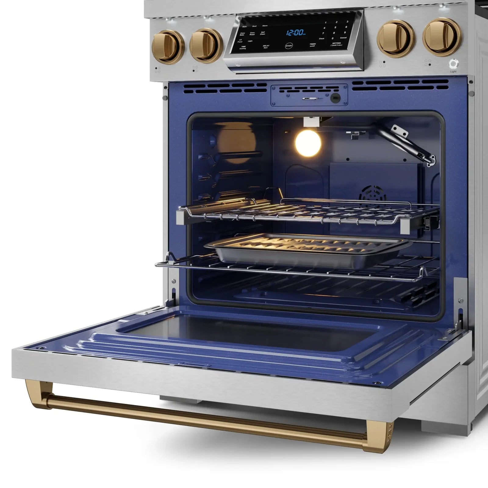Thor Kitchen Gordon Ramsay Series 30-Inch Professional Liquid Propane/Gas Range with Tilt Panel Touch Control in Stainless Steel with Bronze Trim RSG30-BRZ/RSG30LP-BRZ