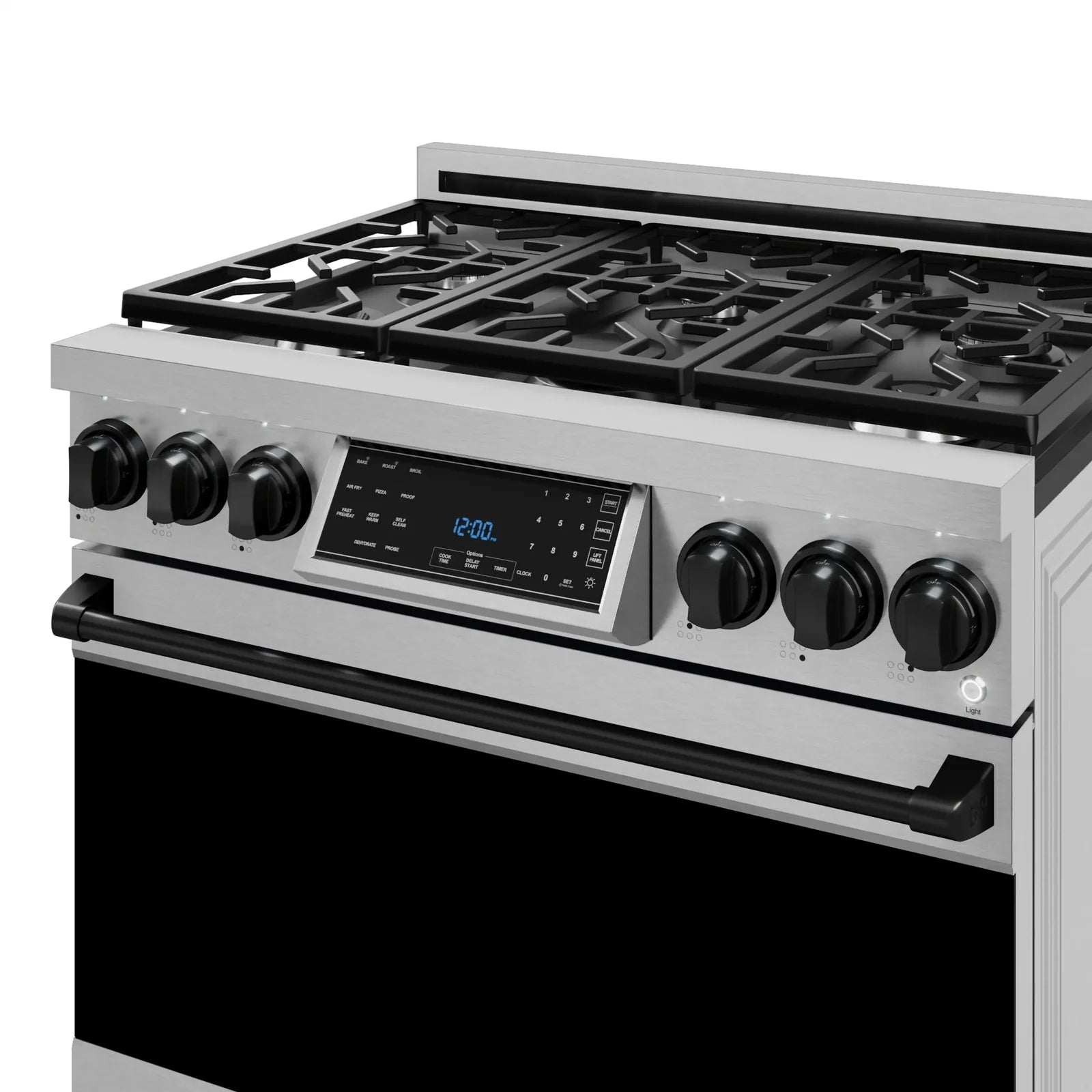 Thor Kitchen Gordon Ramsay Series 36-Inch Professional Liquid Propane/Gas Range with Tilt Panel Touch Control in Stainless Steel with Black Trim RSG36-BLK/RSG36LP-BLK