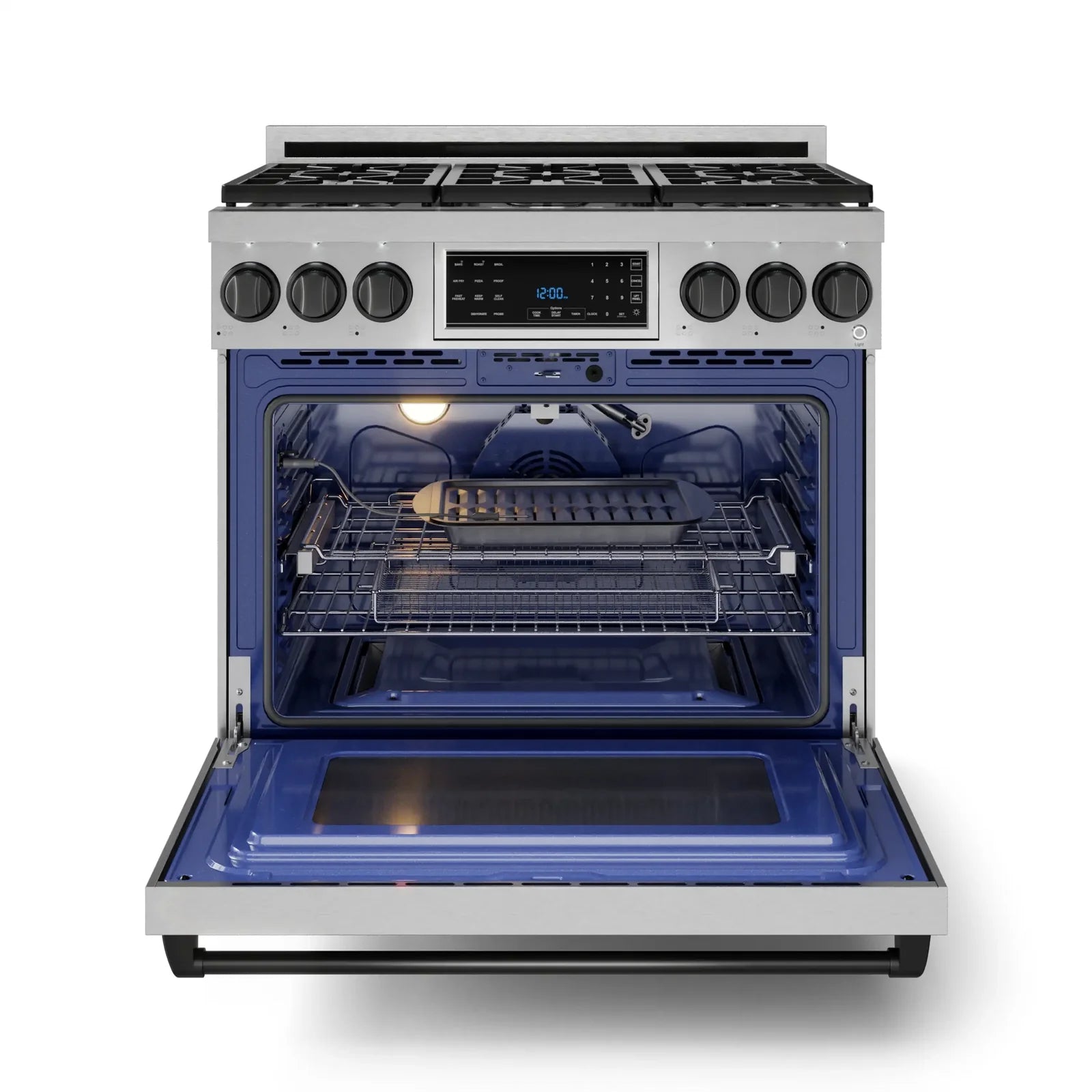 Thor Kitchen Gordon Ramsay Series 36-Inch Professional Liquid Propane/Gas Range with Tilt Panel Touch Control in Stainless Steel with Black Trim RSG36-BLK/RSG36LP-BLK