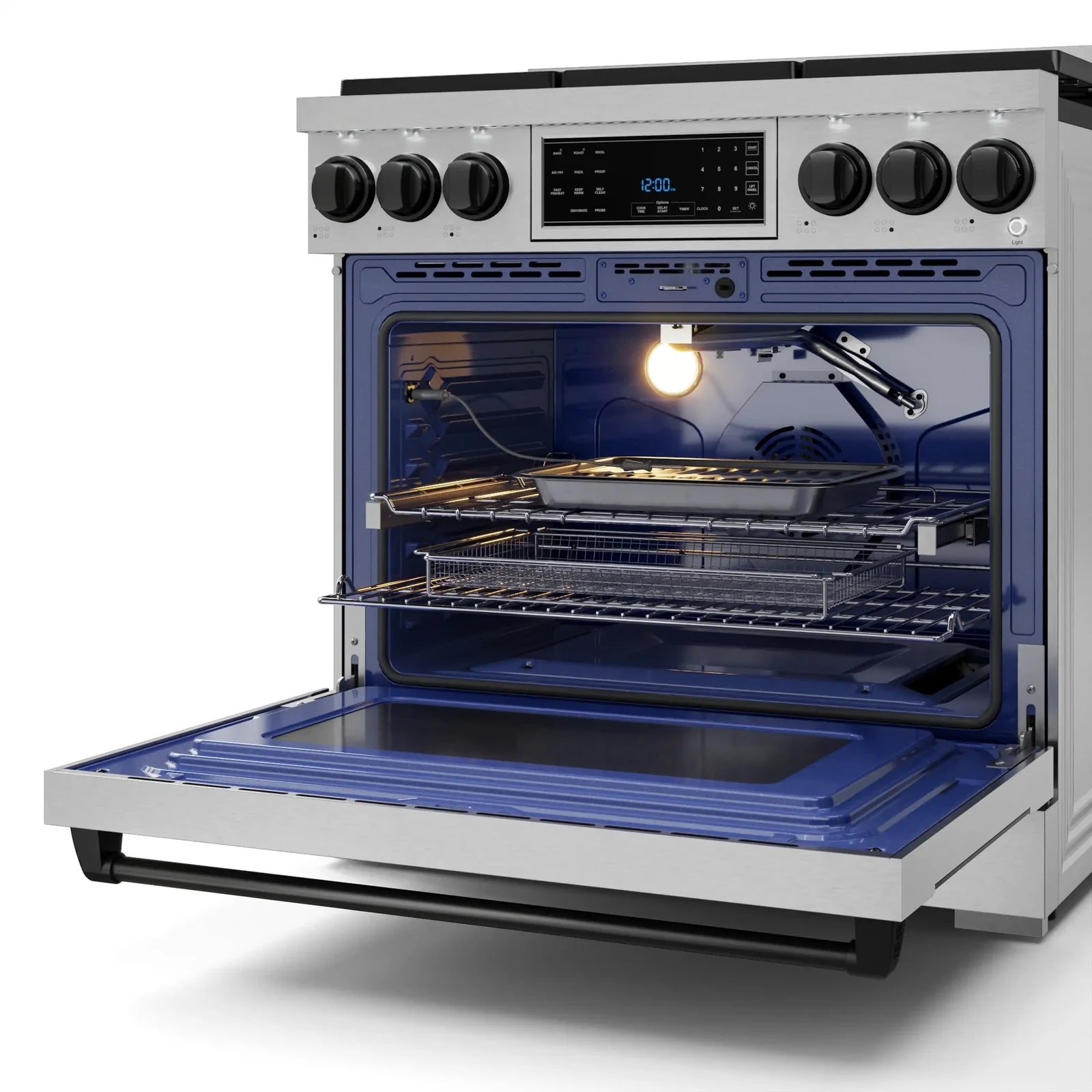 Thor Kitchen Gordon Ramsay Series 36-Inch Professional Liquid Propane/Gas Range with Tilt Panel Touch Control in Stainless Steel with Black Trim RSG36-BLK/RSG36LP-BLK