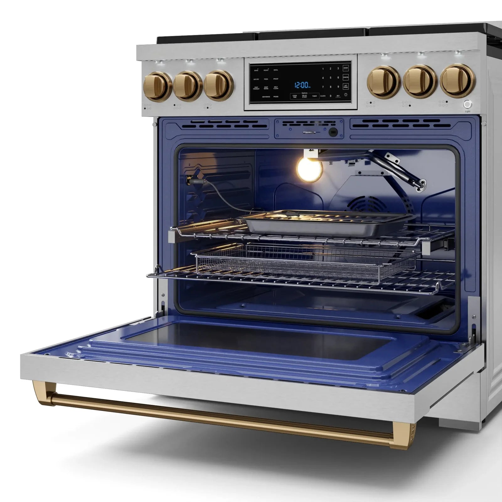 Thor Kitchen Gordon Ramsay Series 36-Inch Professional Liquid Propane/Gas Range with Tilt Panel Touch Control in Stainless Steel with Bronze Trim RSG36-BRZ/RSG36LP-BRZ
