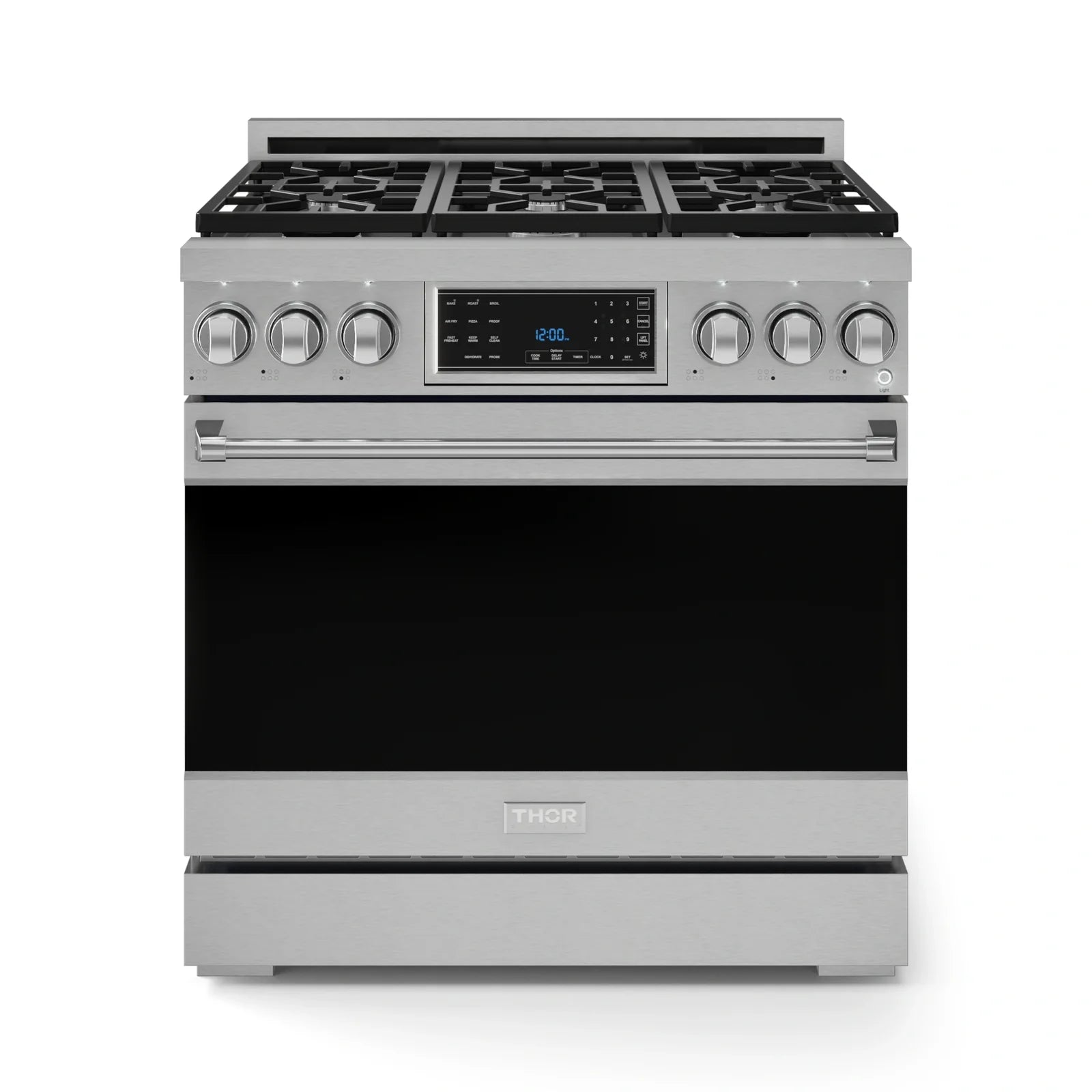 Thor Kitchen Gordon Ramsay Series 36-Inch Professional Liquid Propane/Gas Range with Tilt Panel Touch Control in Stainless Steel RSG36/RSG36LP