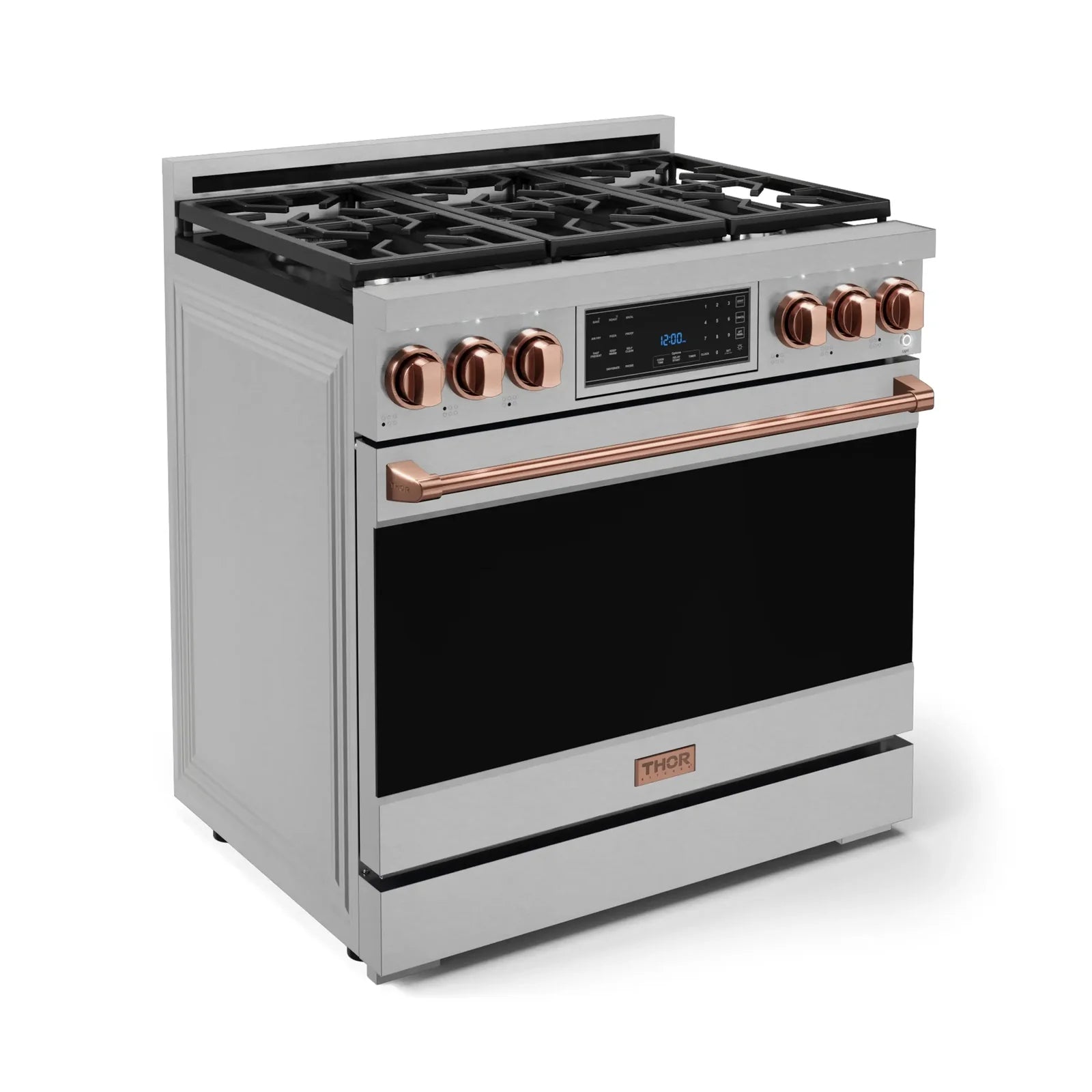 Thor Kitchen Gordon Ramsay Series 36-Inch Professional Liquid Propane/Gas Range with Tilt Panel Touch Control in Stainless Steel with Rose Gold Trim RSG36-RSG/RSG36LP-RSG