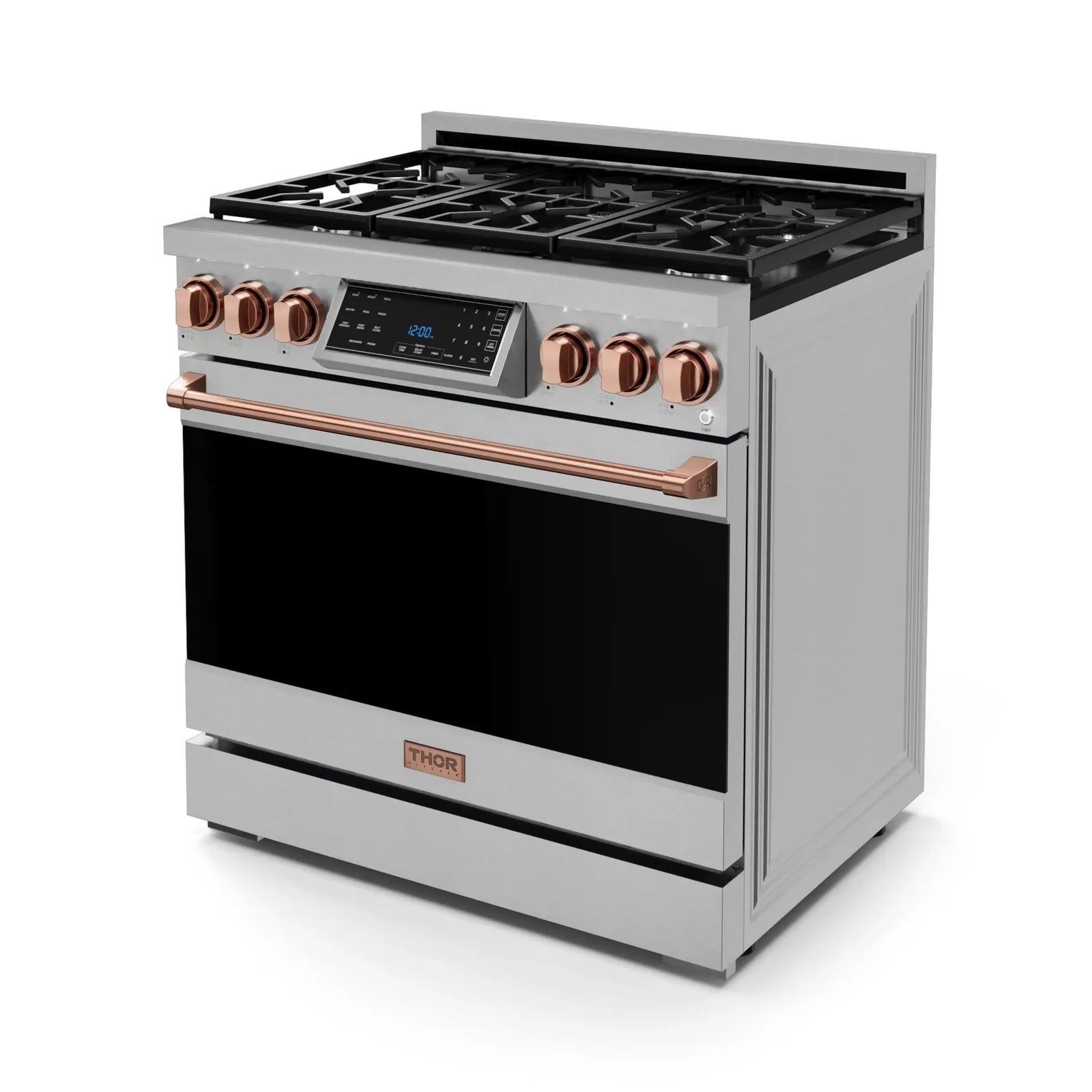 Thor Kitchen Gordon Ramsay Series 36-Inch Professional Liquid Propane/Gas Range with Tilt Panel Touch Control in Stainless Steel with Rose Gold Trim RSG36-RSG/RSG36LP-RSG