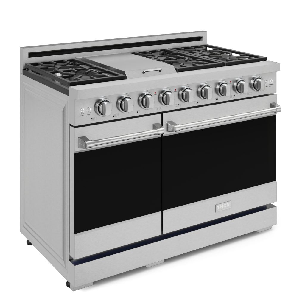 Thor Kitchen Gordon Ramsay Series 48-Inch Professional Liquid Propane/Gas Range with Double Oven in Stainless Steel RSG48E-RSG48ELP