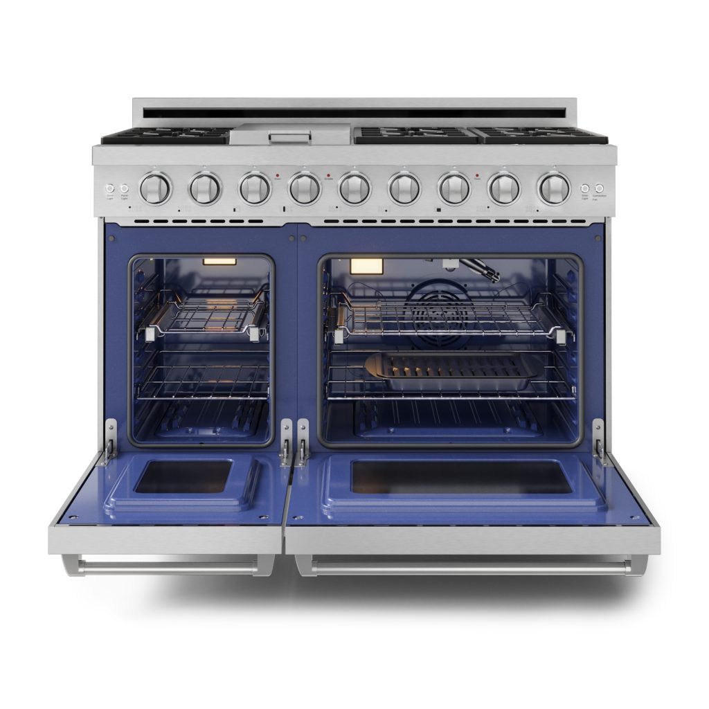 Thor Kitchen Gordon Ramsay Series 48-Inch Professional Liquid Propane/Gas Range with Double Oven in Stainless Steel RSG48E-RSG48ELP