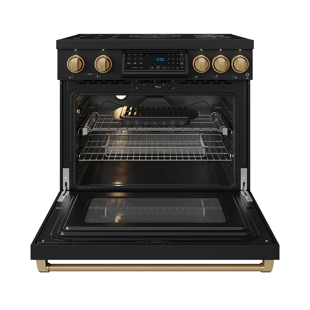 Thor Kitchen Gordon Ramsay Series 36-Inch Professional Induction Range with Tilt Panel Touch Control in Black and Bronze RSI36B-BRZ