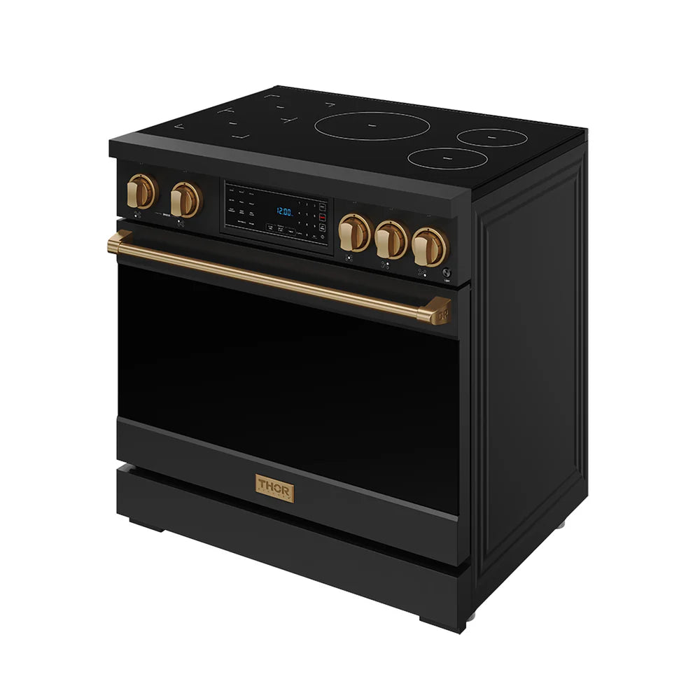 Thor Kitchen Gordon Ramsay Series 36-Inch Professional Induction Range with Tilt Panel Touch Control in Black and Bronze RSI36B-BRZ