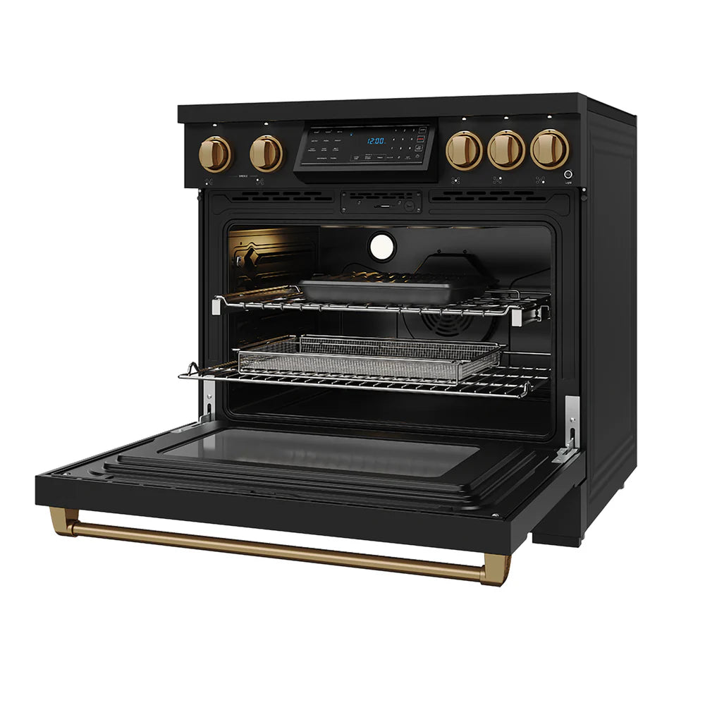 Thor Kitchen Gordon Ramsay Series 36-Inch Professional Induction Range with Tilt Panel Touch Control in Black and Bronze RSI36B-BRZ