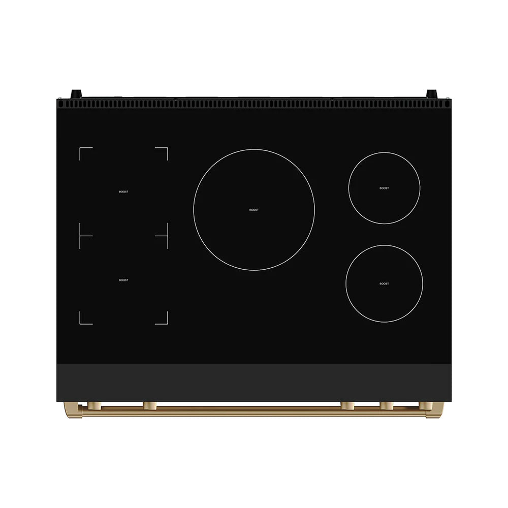 Thor Kitchen Gordon Ramsay Series 36-Inch Professional Induction Range with Tilt Panel Touch Control in Black and Bronze RSI36B-BRZ