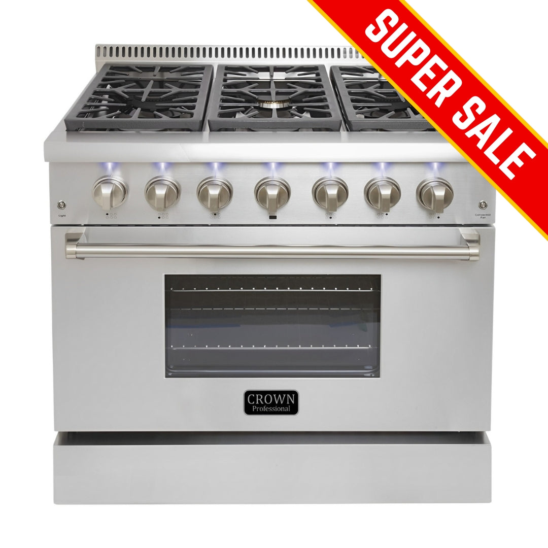 Crown Professional 36 Inch Stainless Steel Dual Fuel Gas Range ARD3601 (Local Pick-up)