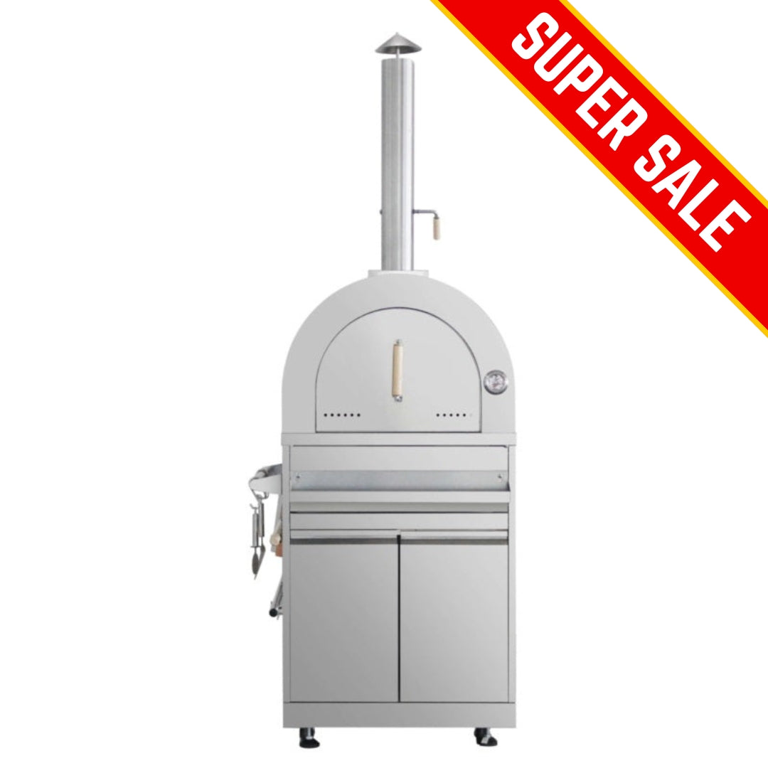 Crown Wood Fired Stainless Steel Outdoor Pizza Oven with Cabinet CR07SS304
