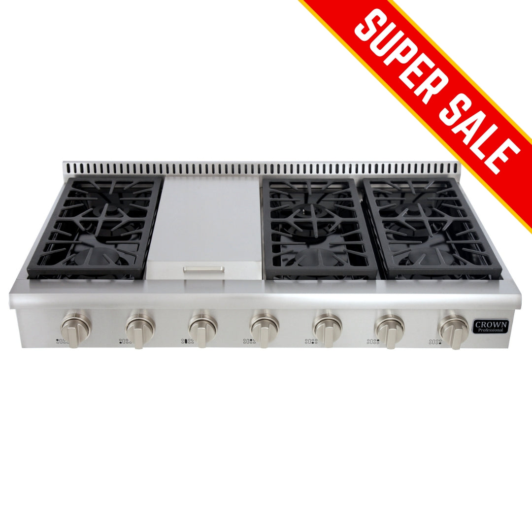 Crown Professional 48 Inch Gas Range Top with 114000 BTU - ART4801