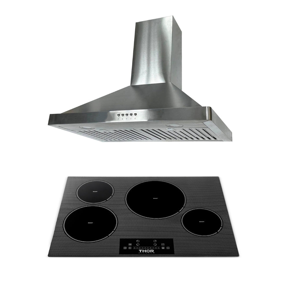 2-PC Bundle Set: Thor Kitchen 30" Induction Cooktop + Novel 30" Wall Mount Range Hood