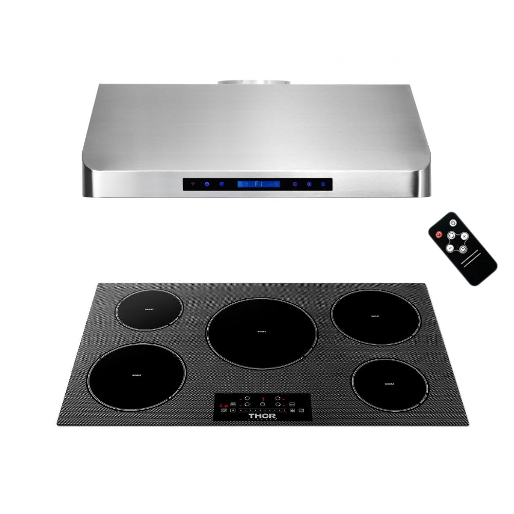 2-PC Bundle Set: Crown 36" Under Cabinet Range Hood + Thor Kitchen 36" Induction Cooktop