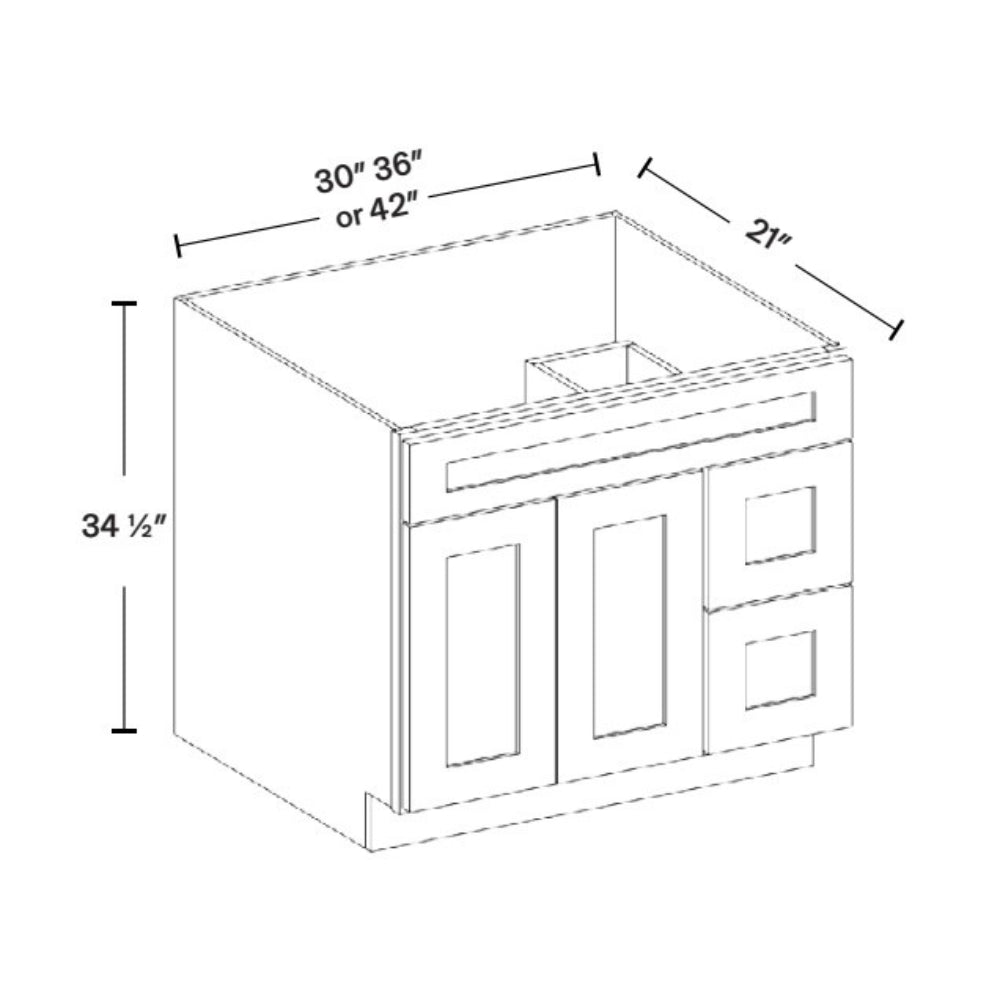 30" Modern Style Bathroom Vanity Sink Drawer Base Set with 2 Drawers V3021TDR