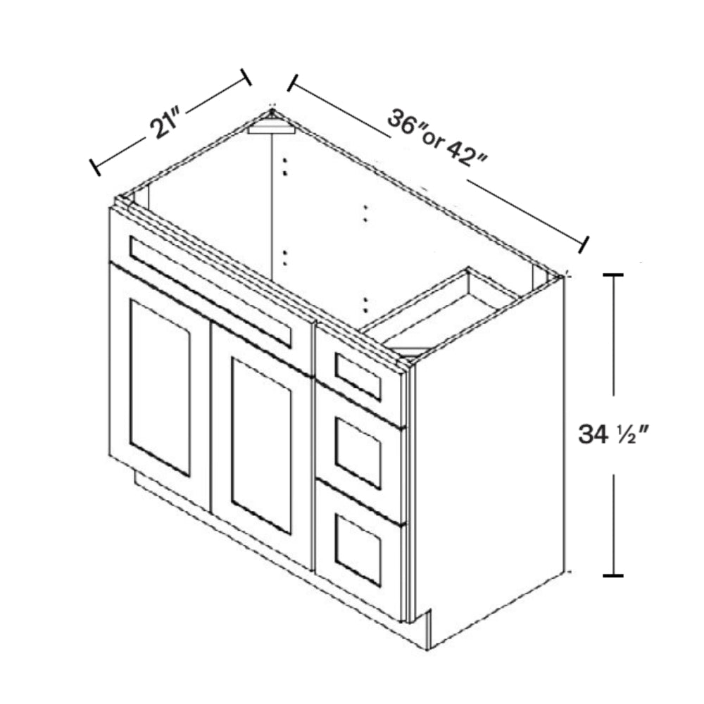 36" Modern Style Bathroom Vanity Sink Drawer Base Set with 3 Drawers V3621DR