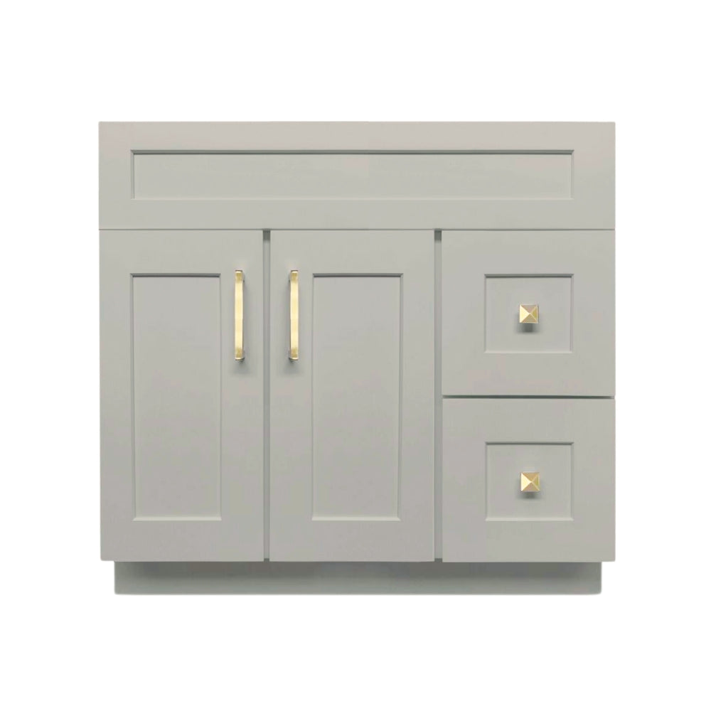 Grey Shaker Crown VSD36R 36 inch Solid Wood Bathroom Vanity with Quartz Top & Sink - RenoShop