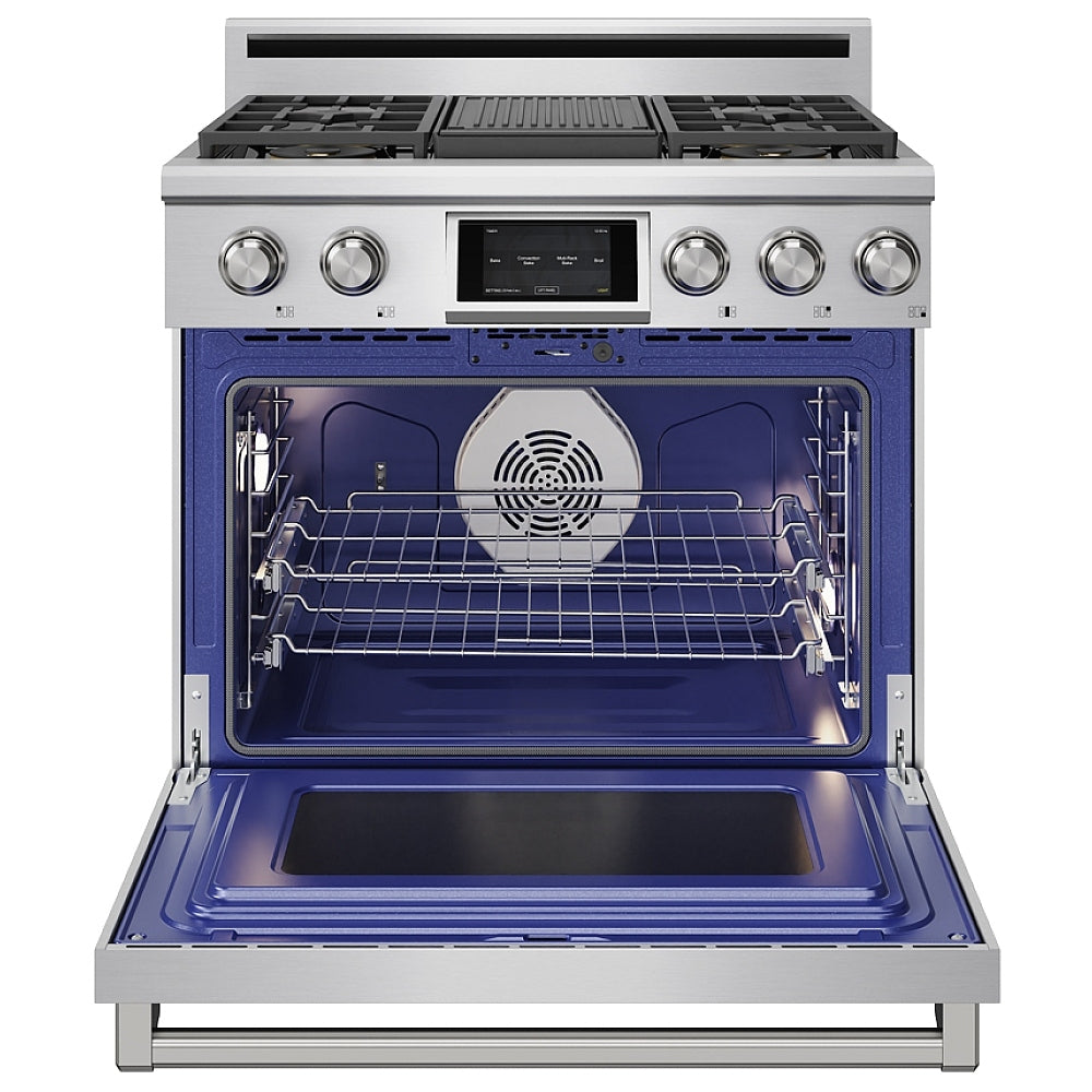 Thor Kitchen 36-Inch Professional Dual Fuel Range with Natural Gas 5 Burners Cooktop and 6.0 Cu. Ft. Electric Oven XRD36E