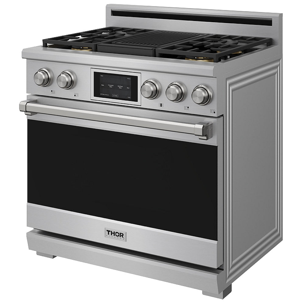 Thor Kitchen 36-Inch Professional Dual Fuel Range with Natural Gas 5 Burners Cooktop and 6.0 Cu. Ft. Electric Oven XRD36E
