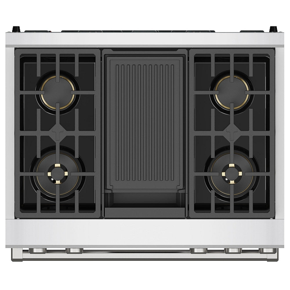Thor Kitchen 36-Inch Professional Dual Fuel Range with Natural Gas 5 Burners Cooktop and 6.0 Cu. Ft. Electric Oven XRD36E