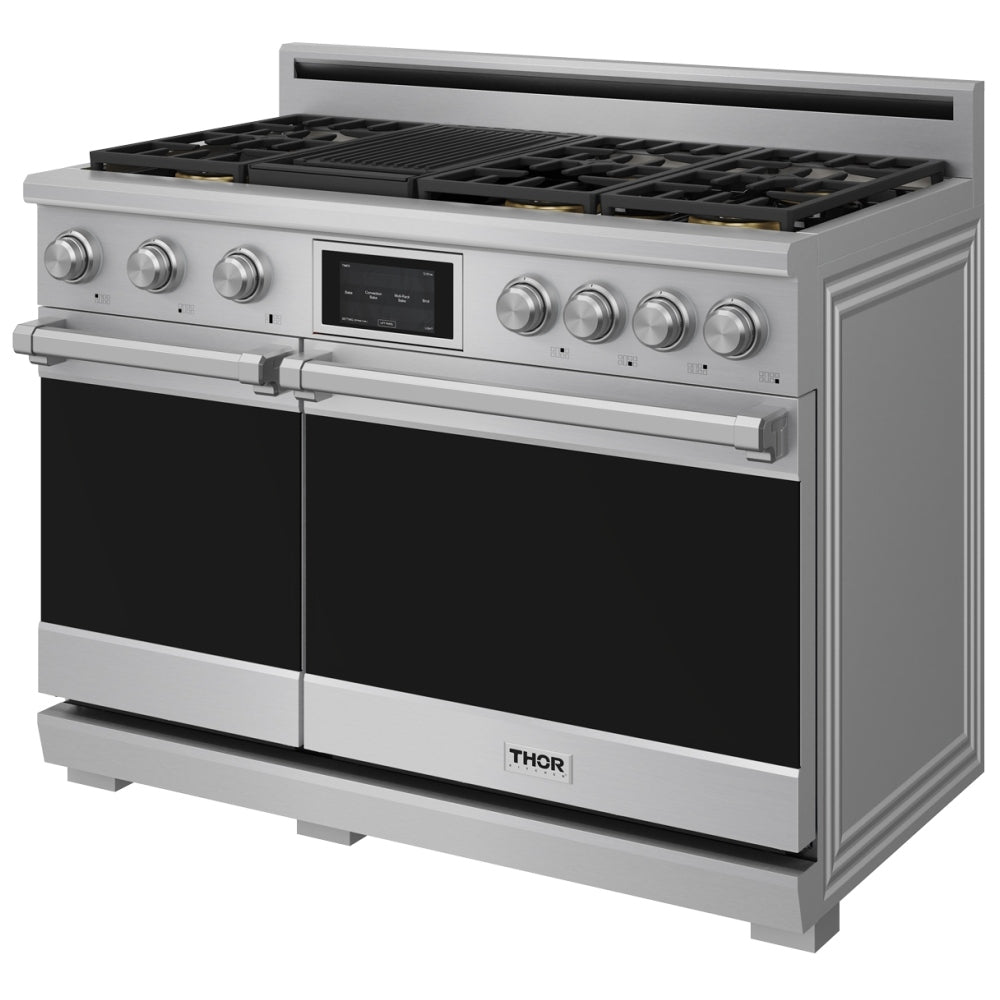 Thor Kitchen 48-Inch Professional Dual Fuel Range with Natural Gas 7 Burners Cooktop and 7.6 Cu. Ft. Electric Convection Oven XRD48E