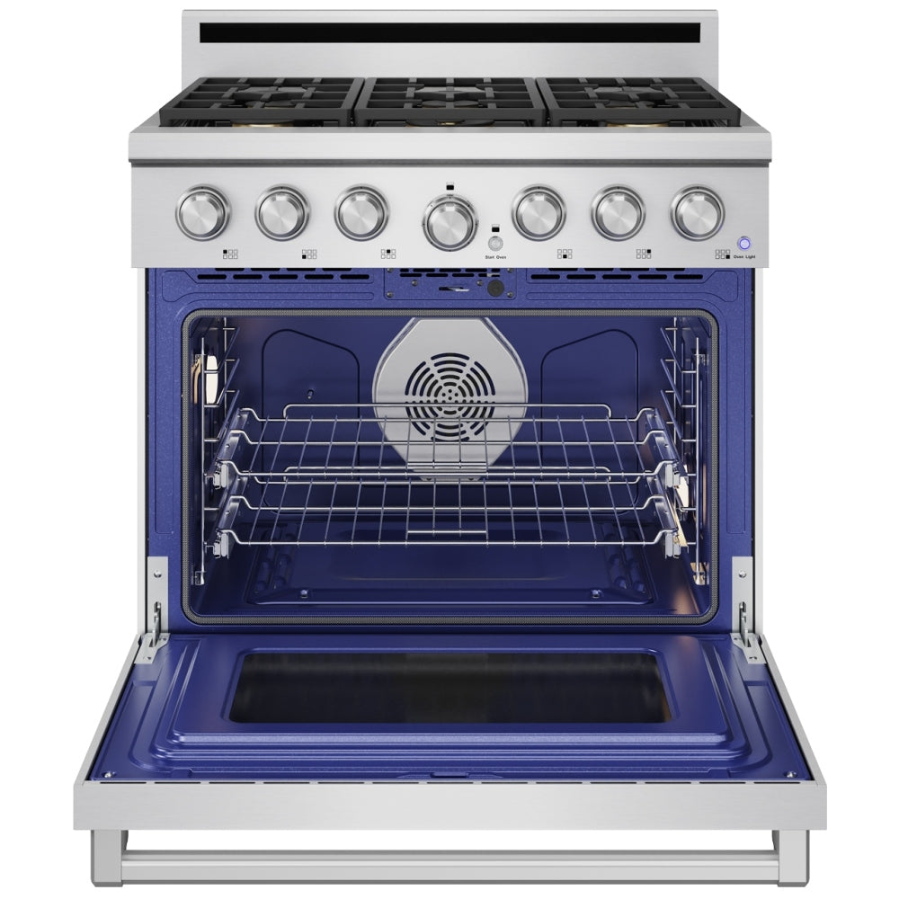 Thor Kitchen 36-Inch Professional Natural Gas Range with 6.0 Cu. Ft. Oven and 6 Cooktop Burners XRG36E