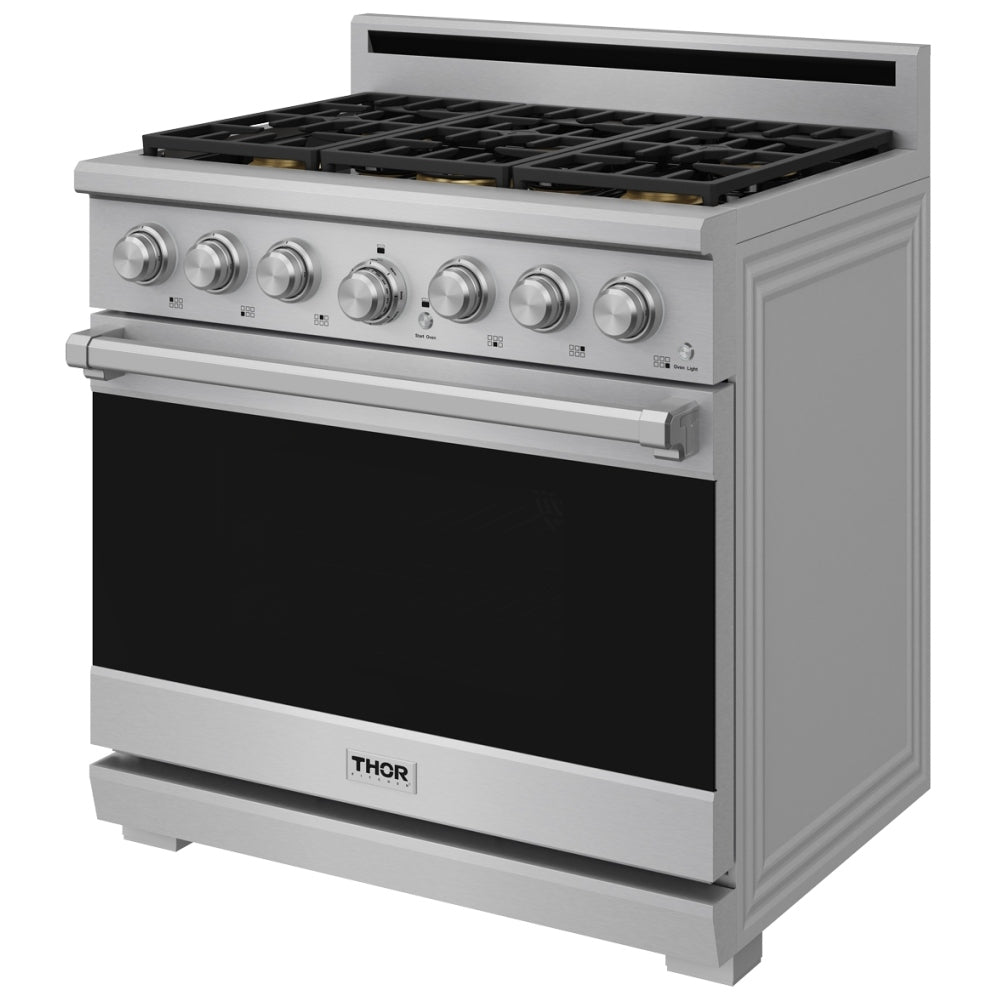 Thor Kitchen 36-Inch Professional Natural Gas Range with 6.0 Cu. Ft. Oven and 6 Cooktop Burners XRG36E
