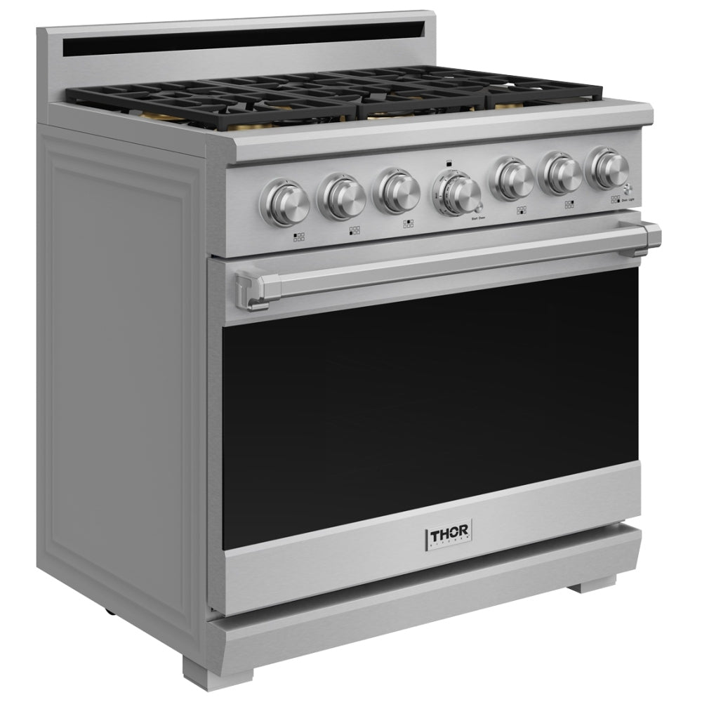Thor Kitchen 36-Inch Professional Natural Gas Range with 6.0 Cu. Ft. Oven and 6 Cooktop Burners XRG36E