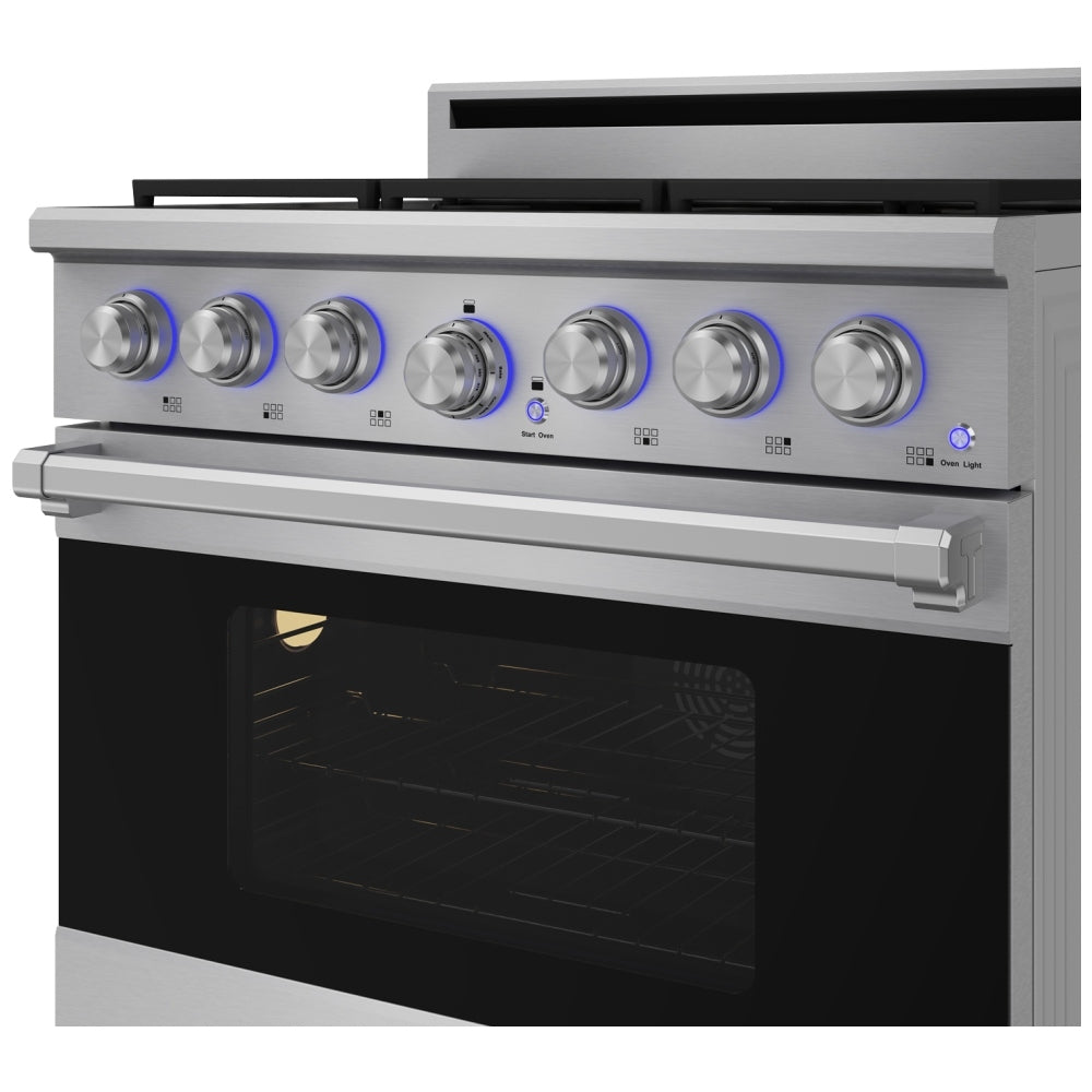 Thor Kitchen 36-Inch Professional Natural Gas Range with 6.0 Cu. Ft. Oven and 6 Cooktop Burners XRG36E