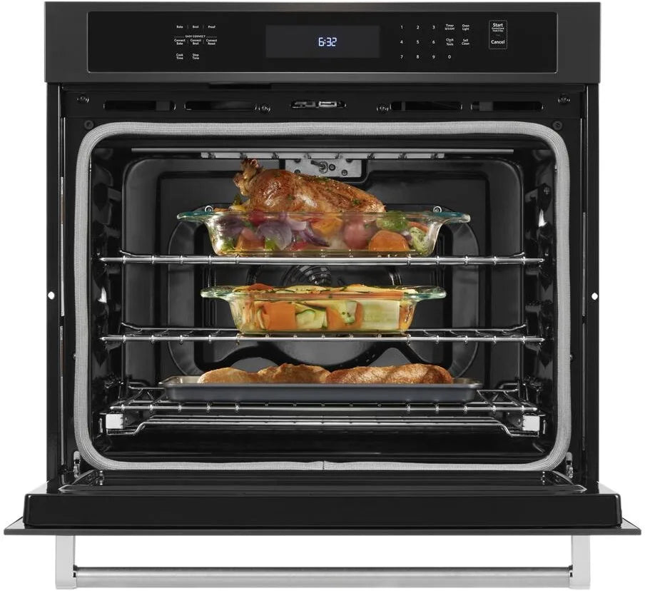 KitchenAid 30 Inch Single Wall Oven in Black Stainless KOSE500EBS