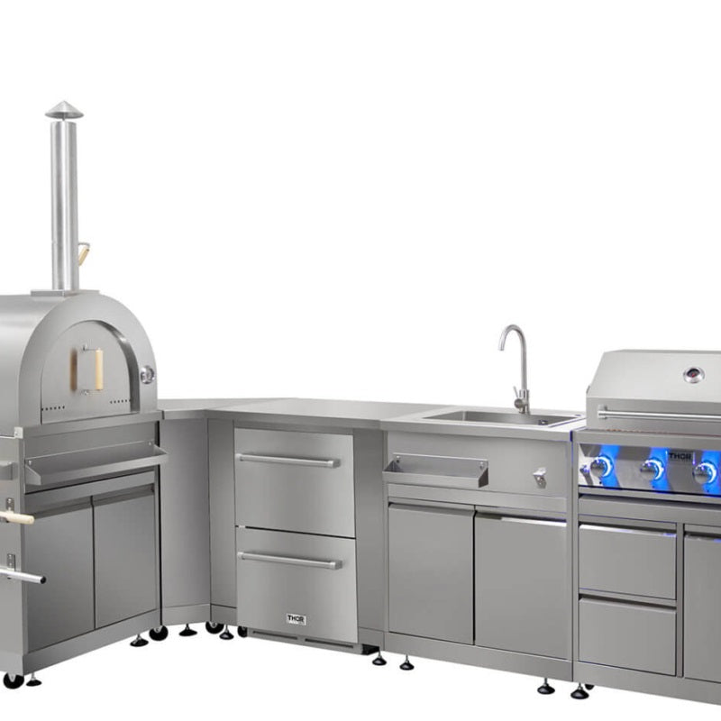 Wood Fired Stainless Steel Outdoor Pizza Oven with Cabinet CR07SS304 - RenoShop