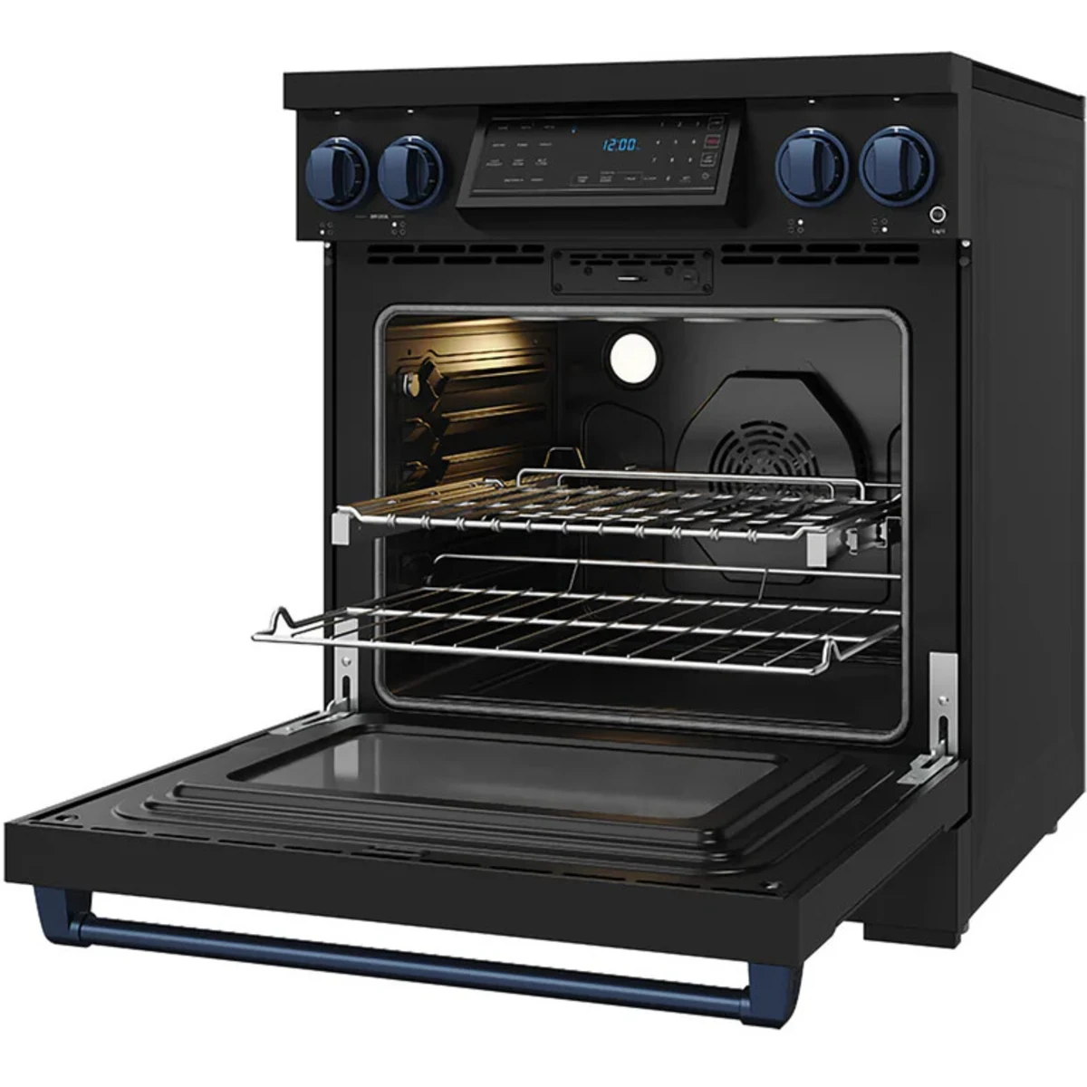 Gordon Ramsay by Thor Kitchen 30-Inch Professional Induction Range with Tilt Panel Touch Control in Black with Blue Trim RSI30B-BLU