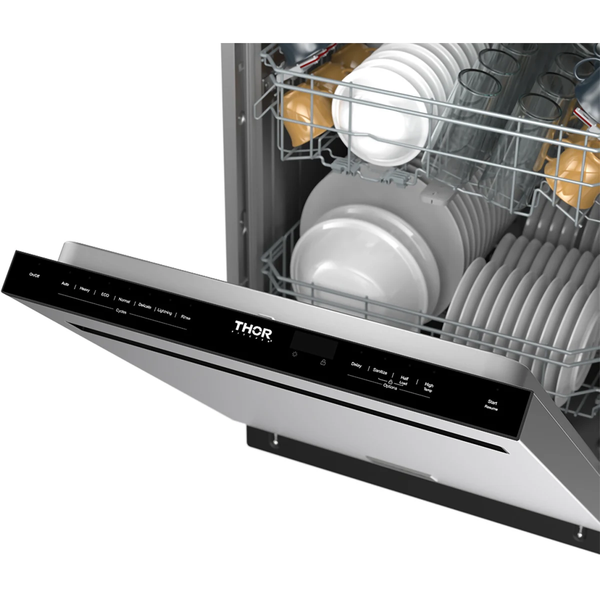 Thor Kitchen 24-Inch Built-In Dishwasher with 7 Cycles and Pocket Handle in Stainless Steel TDW24PT