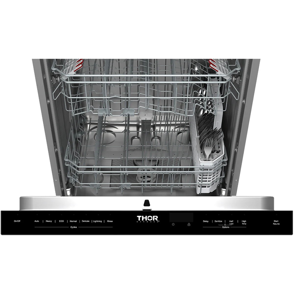 Thor Kitchen 24-Inch Built-In Dishwasher with 7 Cycles and Pocket Handle in Black TDW24PTB