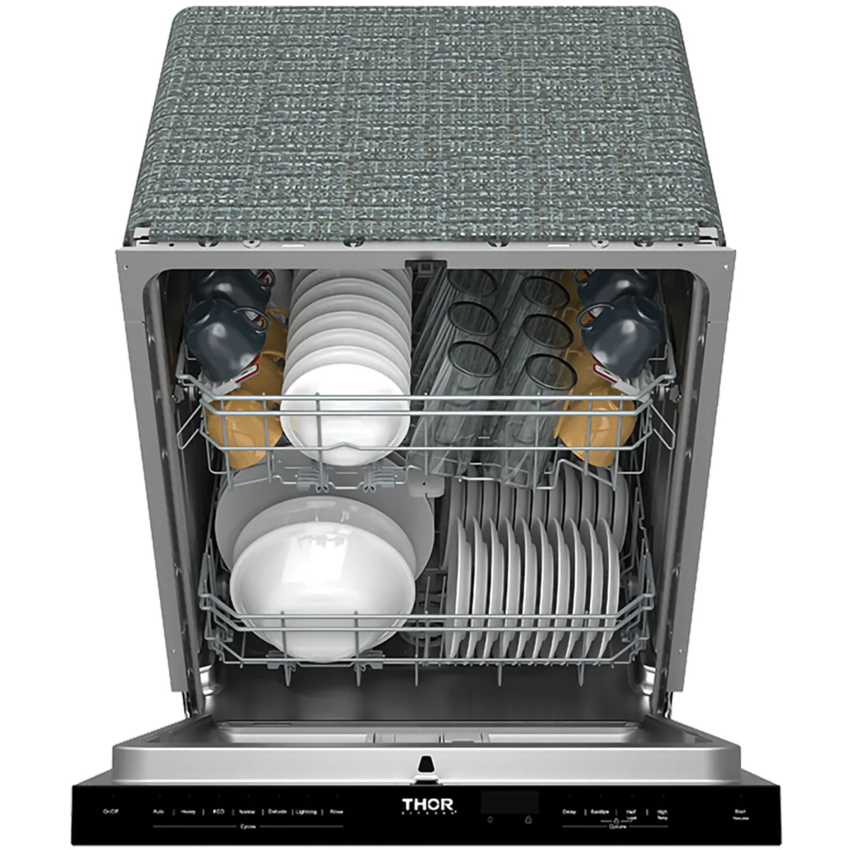 Thor Kitchen 24-Inch Built-In Dishwasher with 7 Cycles and Pocket Handle in Black TDW24PTB