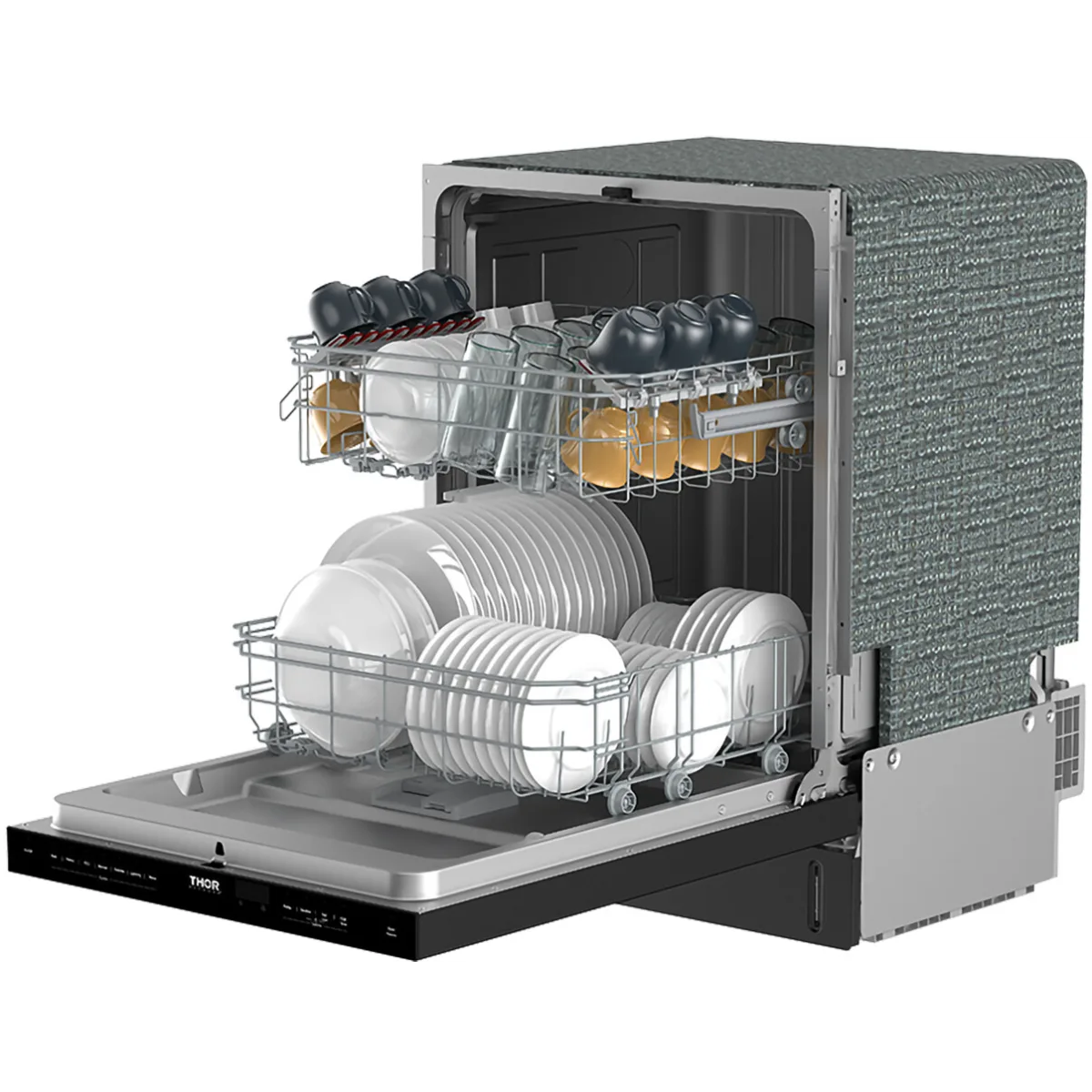 Thor Kitchen 24-Inch Built-In Dishwasher with 7 Cycles and Pocket Handle in Black TDW24PTB