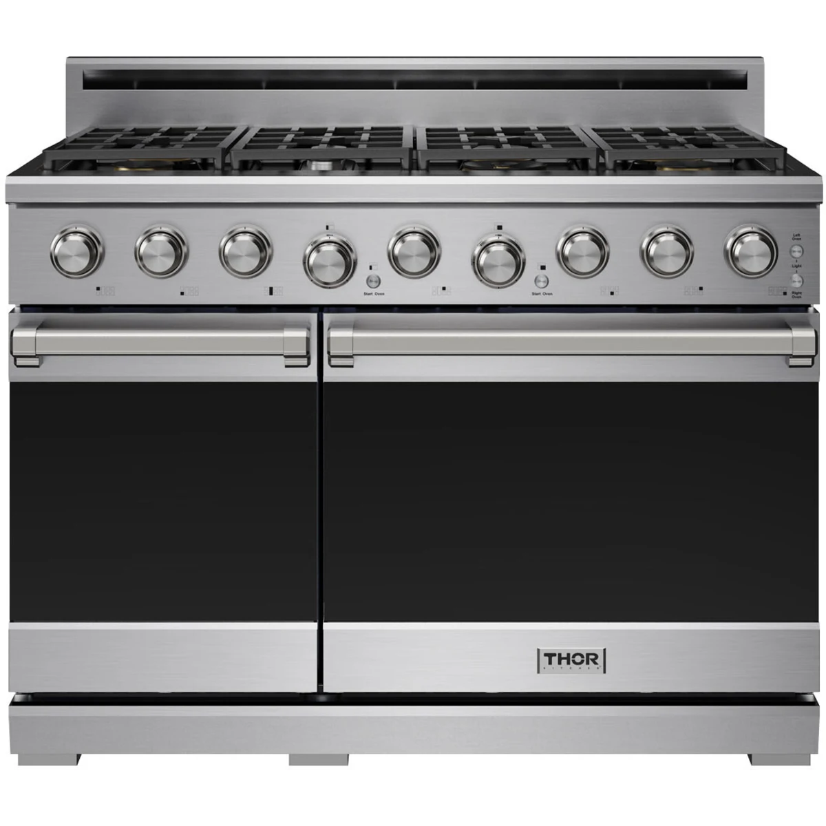 Thor Kitchen 48-Inch Professional Natural Gas Range with 7.6 Cu. Ft. Oven and 6 Cooktop Burners in Stainless Steel XRG48E