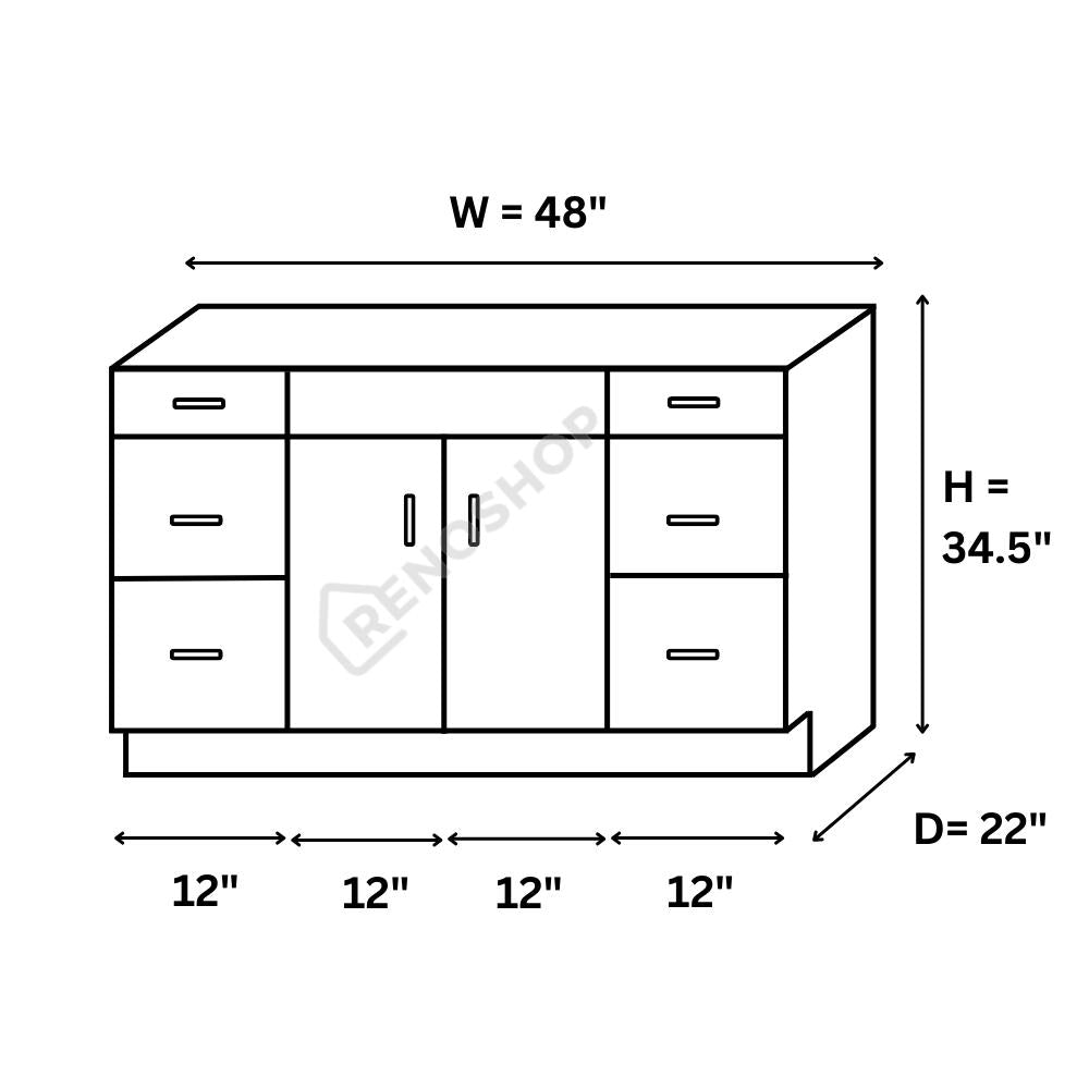 48 inches Solid Wood Bathroom Vanity Cabinet Only VSD48