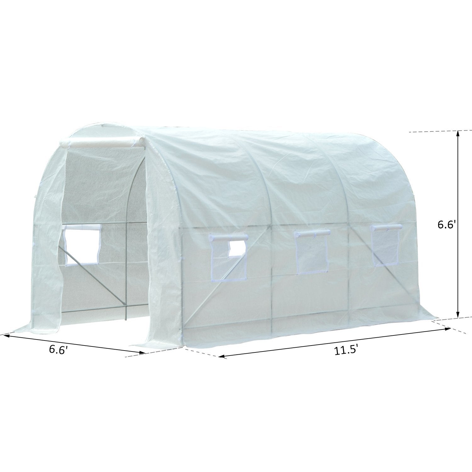 Walk-in Plant Growing White Portable Tunnel Greenhouse 11.5x6.6x6.6ft - RenoShop