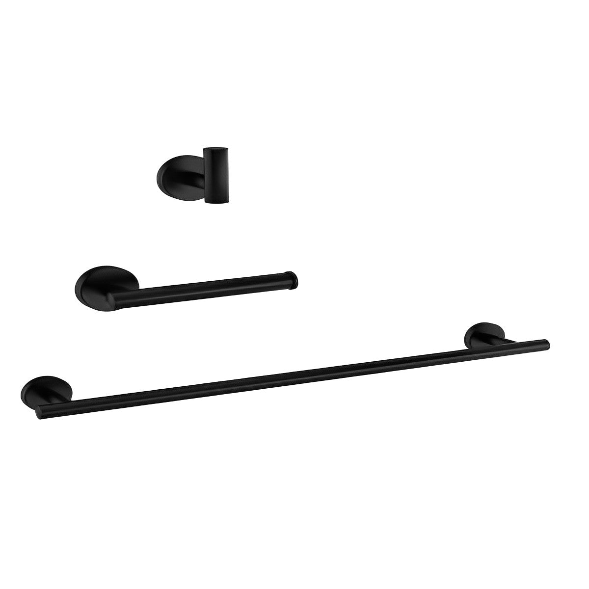 Set of 3 Matte Black Round Bathroom Accessories BA01-BL - RenoShop