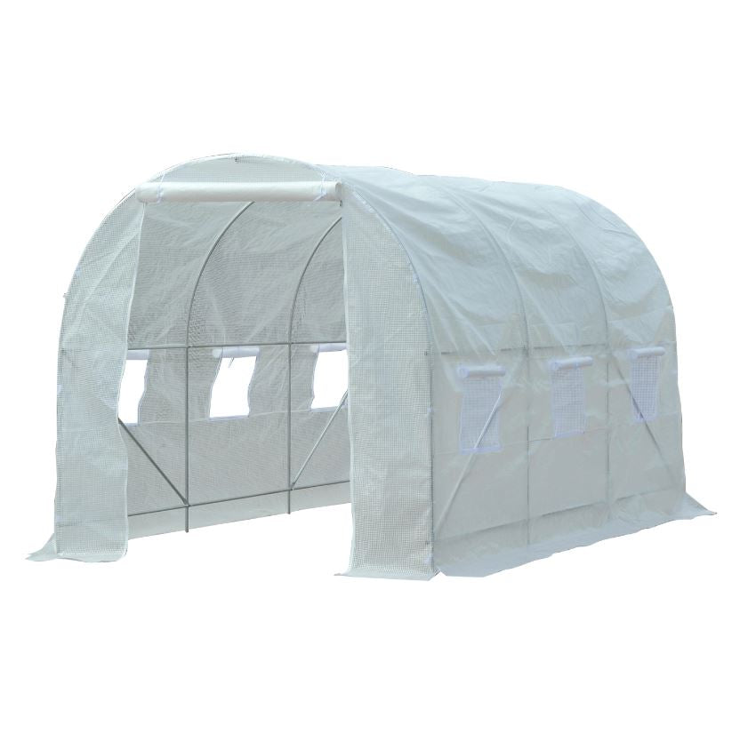 Walk-in Plant Growing White Portable Tunnel Greenhouse 11.5x6.6x6.6ft - RenoShop
