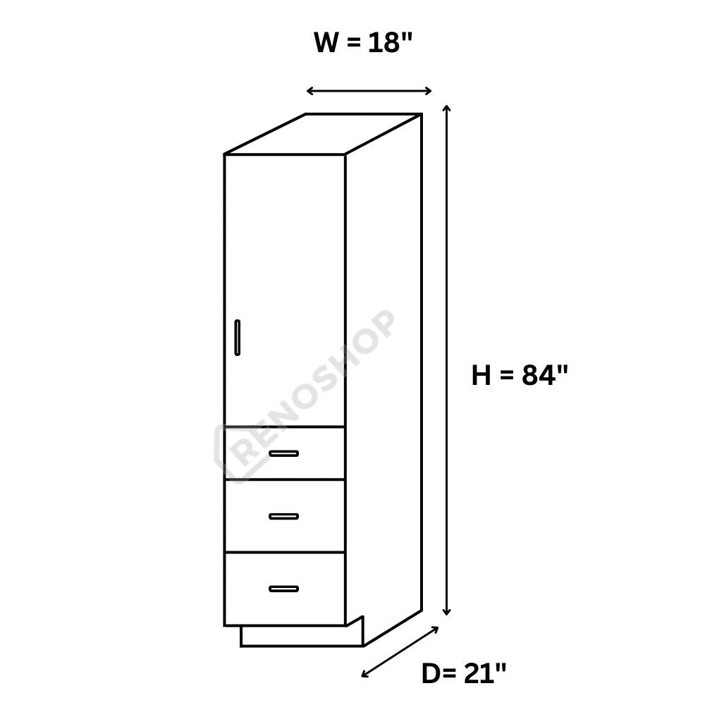 18 Inch Solid Wood Bathroom Linen Tower LC188421