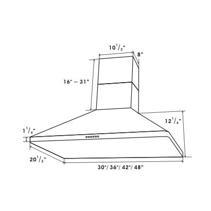 30" Stainless Steel Silver Wall Mount Range Hood